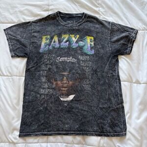 Eazy-E Compton Graphic T-Shirt Mens Medium Mineral Wash Charcoal‎ Hip Hop Tee
